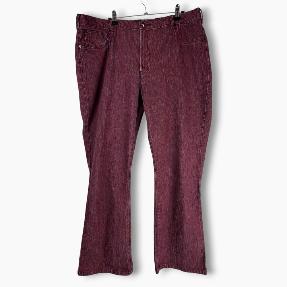 Vintage Y2K Diane Gilman DG2 Burgundy Red Striped Stretch Jeans 18 W Straight